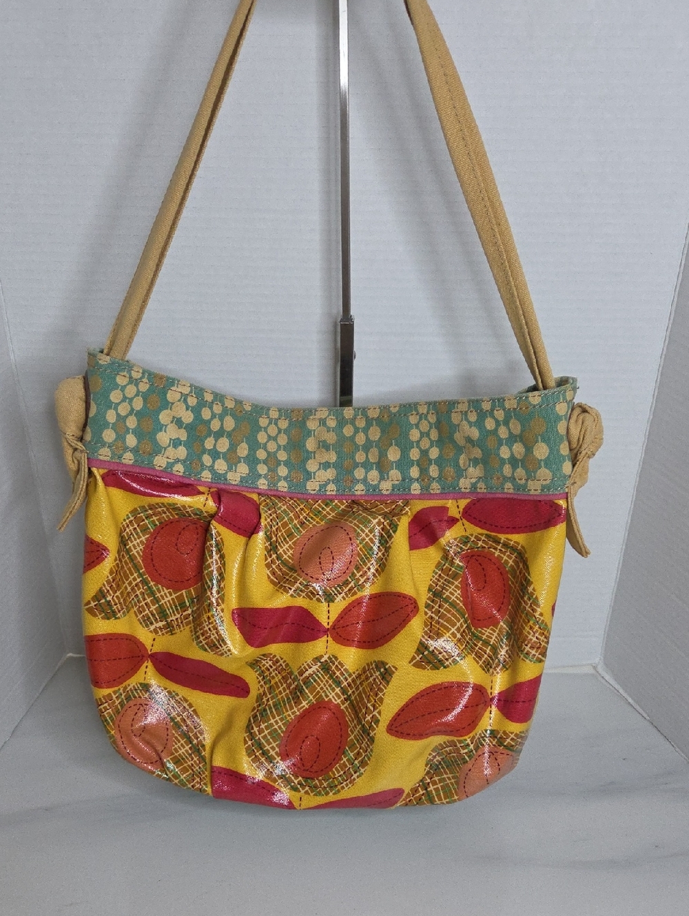 Vintage Fossil Yellow Patterned Shoulder Bag